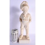 AN ART DECO EUROPEAN CARVED MARBLE FIGURE OF A YOUNG BOY modelled smoking a pipe. 37 cm high.