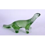 A FRENCH GREEN LALIQUE GLASS LIZARD. 14 cm x 7 cm.