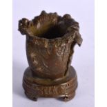 A JAPANESE BRONZE CENSER IN THE SHAPE OF CABBAGE WITH AN INSECT ON THE RIM. 4.8cm x 4.1cm x 4.5cm, w