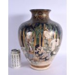 A LARGE 19TH CENTURY JAPANESE MEIJI PERIOD SATSUMA VASE painted with figures and immortals in a land