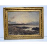 A framed oil on board of a coastal scene. 44 x 58cm.