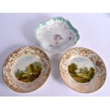 EARLY 19TH CENTURY DERBY PAIR OF PLATES PAINTED WITH TITLED LANDSCAPES NEAR QUARN, DERBYSHIRE OR IN