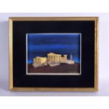 A 1970S WILLIAM TOLLIDAY GOLD GREEK RUIN PANEL. 32 cm x 28 cm.