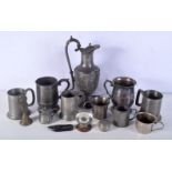 A collection of pewter and plated items (14)