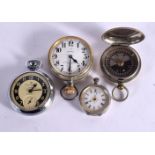 THREE POCKET WATCHES AND A POCKET COMPASS. Smallest watch stamped 935 (4)