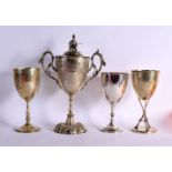 A SILVER SHOOTING COMPETITION CUP. Hallmarked Birmingham 1882, 21cm x 10cm, weight 254g TOGETHER WIT