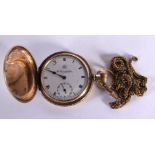 A GOLD FILLED POCKET WATCH BY RUSSELL & SONS WITH CHAIN. Weight 118g total