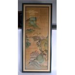 Chinese School (19th Century) Watercolour, Silk, Landscape and poem. 108 cm x 47 cm.