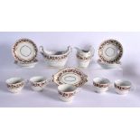 FLIGHT BARR PART TEA SERVICE PAINTED AND GILDED WITH A STYLISED REPEATING FLORAL BORDER COSISTING OF