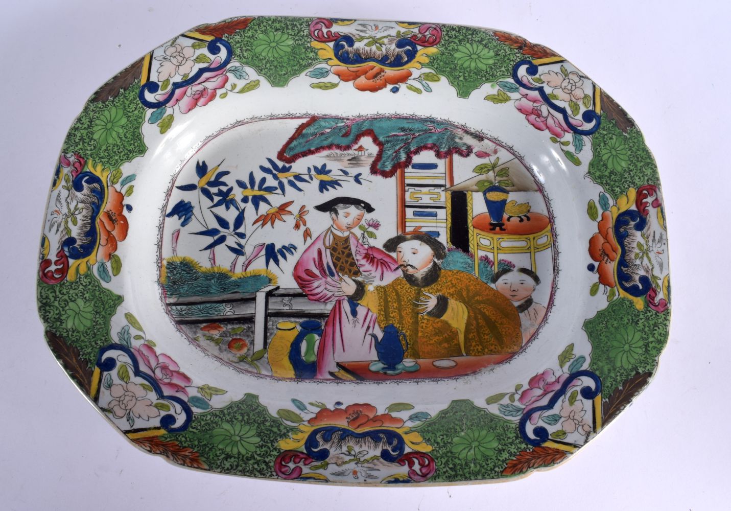 A VERY RARE EARLY 19TH CENTURY MASONS IRONSTONE 'MANDARIN' PATTERN DISH together with a pair of Maso - Bild 4 aus 5