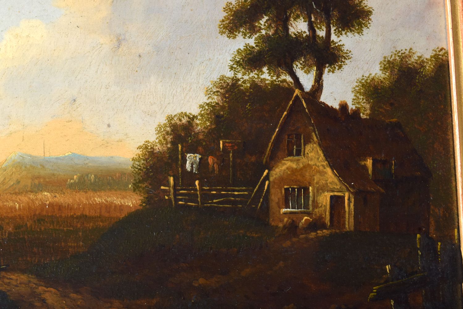 By Charles Morris a framed oil on board of a rural scene 19 x 25 cm. - Bild 3 aus 4