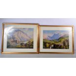 A pair of framed watercolours of mountainous scenes probably in Europe. 29 x 37 cm