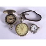 A MILITARY STOPWATCH, A POCKET COMPASS AND A WRISTWATCH Stop watch Dial 5cm (3)