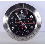 A ROLEX SHOP DISPLAY ADVERTISING WALL CLOCK. 33 cm diameter.