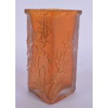 A FRENCH DAUM NANCY GLASS VASE decorated with foliage upon a bark effect ground. 12 cm x 5 cm.