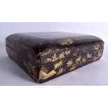 A LARGE MID 19TH CENTURY CHINESE EXPORT BLACK LACQUER GAMING BOX AND COVER Qing. 27 cm x 30 cm.