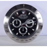 A ROLEX SHOP DISPLAY ADVERTISING WALL CLOCK. 33 cm diameter.