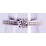 AN 18CT WHITE GOLD AND DIAMOND RING, Size H, Diamond 1/2 carat, stamped 750, weight 2.3g