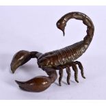 A JAPANESE BRONZE SCORPION. 3.6cm x 5.5cm x 4.5cm, weight 40g