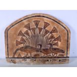 A stone Egyptian plaque decorated with Birds, fish and flora 44 x 36 cm