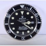 A ROLEX SHOP DISPLAY ADVERTISING WALL CLOCK. 33 cm diameter.