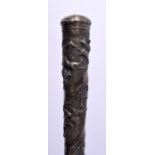 AN ANTIQUE INDIAN SILVER TOPPED EBONY WALKING CANE. 95 cm long.