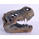 A CONTEMPORARY T REX DINOSAUR HEAD. 18 cm x 16 cm.