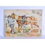 European School (C1940) Watercolour, Double Sided, Male with horse. 39 cm x 30 cm.