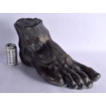 A LARGE BRONZED HEAVY GRAND TOUR TYPE FOOT After the Antiquity. 45 cm x 28m cm.