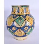 AN EARLY EUROPEAN FAIENCE MAJOLICA IZNIK TYPE POTTERY VASE painted with kite shaped motifs. 19 cm x