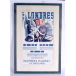 A FRAMED LOCOMOTIVE SOUTHERN RAILWAY PRINT. 65 cm x 42 cm.