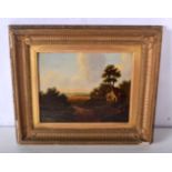 By Charles Morris a framed oil on board of a rural scene 19 x 25 cm.