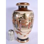 A LARGE EARLY 20TH CENTURY JAPANESE MEIJI PERIOD SATSUMA VASE painted with figures within landscapes