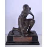 A RARE ANTIQUE BRONZE ART DECO TENNIS TROPHY. 27 cm x 13 cm.