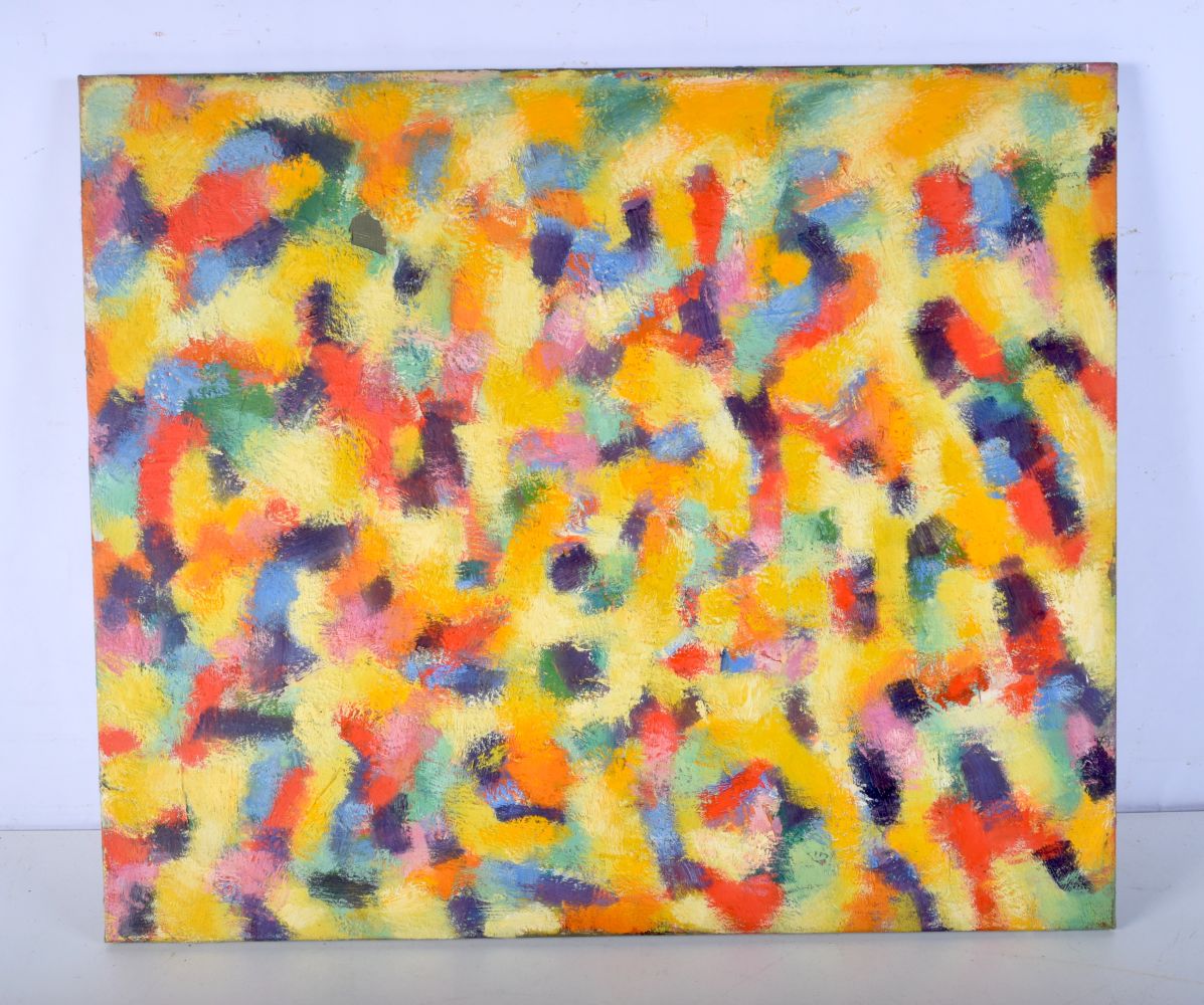 An unframed abstract oil on canvas 56 x 66 cm.