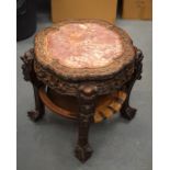 A LARGE 19TH CENTURY CHINESE HARDWOOD MARBLE INSET STAND Qing. 55 cm x 50 cm.