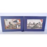 A pair of woodblock prints by Fujikawa Tamenobu of scenes from Tokaido 33 x 22 cm. (2)