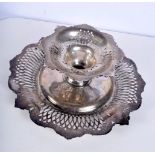 AN ANTIQUE SILVER PEDESTAL TAZZA decorated with acanthus motifs. 693 grams. 28 cm x 10 cm.