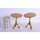 A VERY RARE PAIR OF MINIATURE GEORGE III BRONZE TABLES possibly salesman samples. 15 cm x 12 cm.