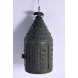 A VINTGE TIN PLATE HANGING LANTERN. 40 cm high.