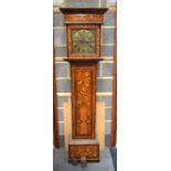 AN ANTIQUE MARQUETRY LONG CASE CLOCK by Thompson of Cirencester. 192 cm x 42 cm.