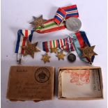 A 1939/1945 WAR MEDAL, A 1939/45 STAR AND AN ITALY STAR AND A FRANCE AND GERMANY STAR. Possibly a