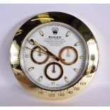 A ROLEX SHOP DISPLAY ADVERTISING WALL CLOCK. 33 cm diameter.