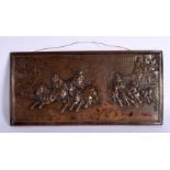 AN EDWARDIAN COPPER PLATED RECTANGULAR PLAQUE by King. 30 cm x 14 cm.