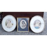 A PAIR OF ANTIQUE ENGLISH WATERCOLOURS together with an engraving. 24 cm x 18 cm. (3)