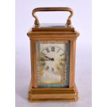 A MINIATURE CONTEMPORARY SEVRES STYLE CARRIAGE CLOCK. 9 cm high inc handle.