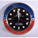 A ROLEX SHOP DISPLAY ADVERTISING WALL CLOCK. 33 cm diameter.