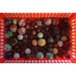 A COLLECTION OF VINTAGE MARBLES. Largest 2 cm diameter. (qty)