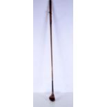 An antique hickory shafted R Forgan golf wood. 112cm.