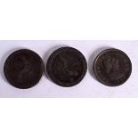 THREE OLD COPPER COINS (3)